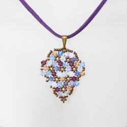 Pendant 45cm - Shea Grapes-Purple Suedine - Pendant 45cm - Laiton bronze
